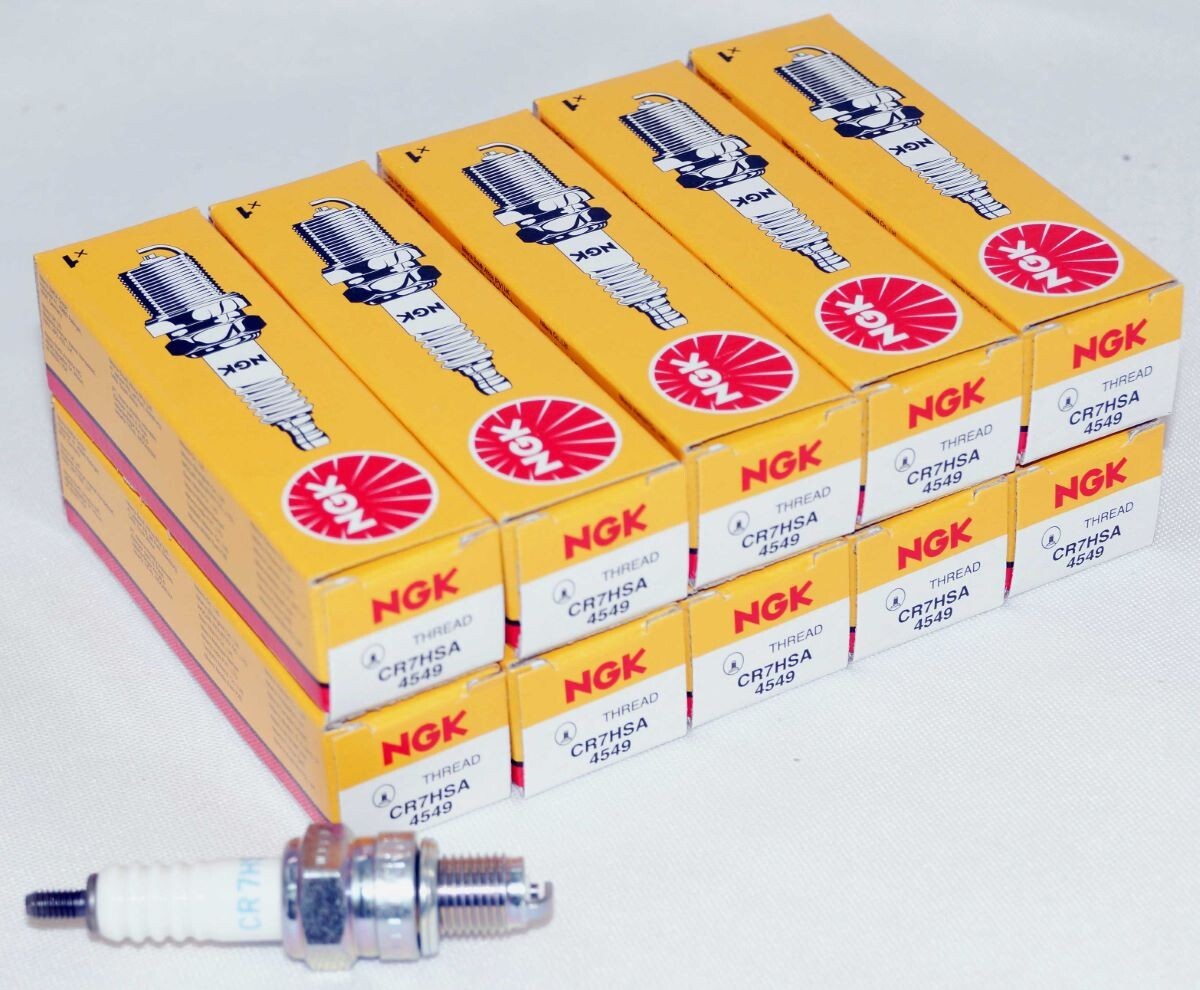 Set of 10 Genuine NGK 4549 Nickel Spark Plug CR7HSA Threaded Tip