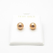 14K Rose Gold Ball 8mm Push Back Stud Earrings