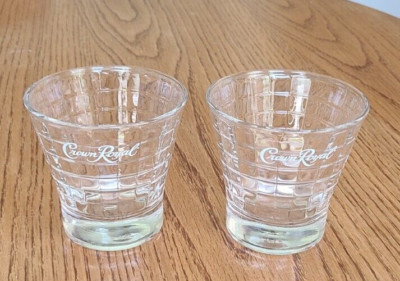 Crown Royal Tapered Whiskey Glasses - Window Pane Design - Set of 2