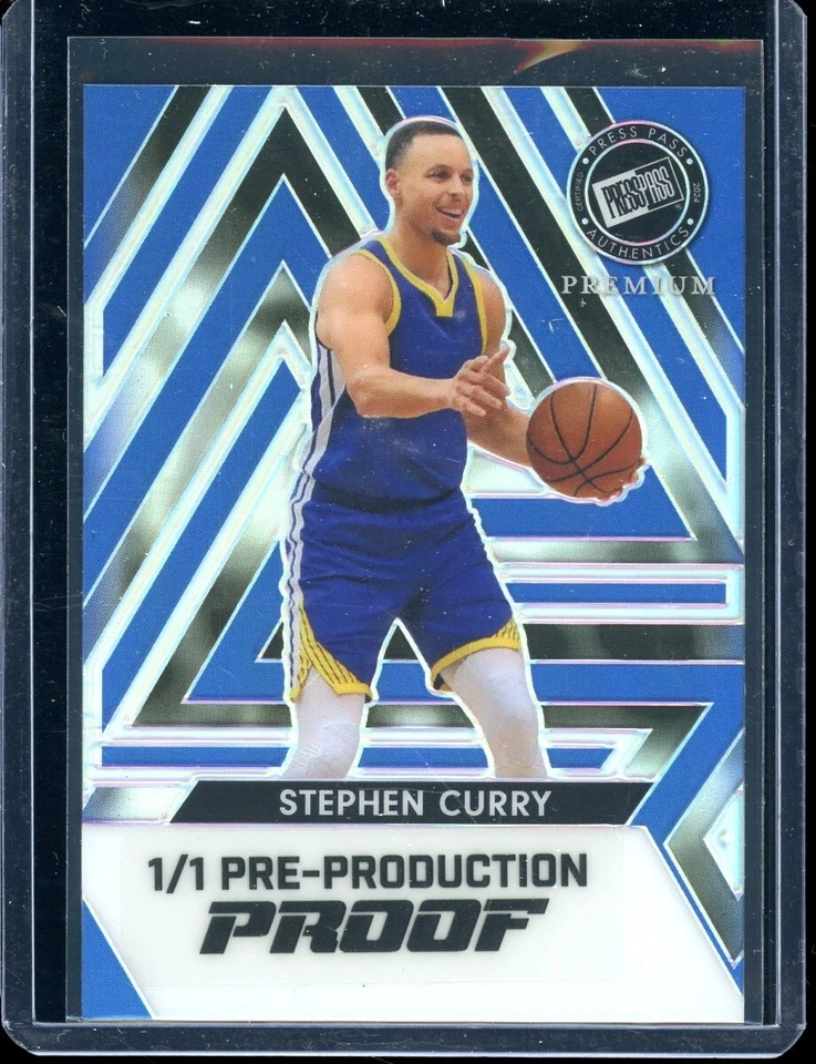 Stephen Curry 2024 Leaf Press Pass Proof призматический синий (1/1) один из одного NBA - Изображение 2 из 2
