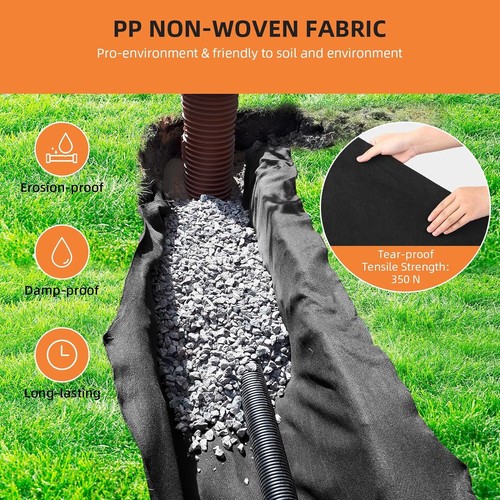 6x100ft 6Oz Non-woven Geotextile Fabric Landscape Drainage Weed Barrier Driveway - Picture 7 of 12