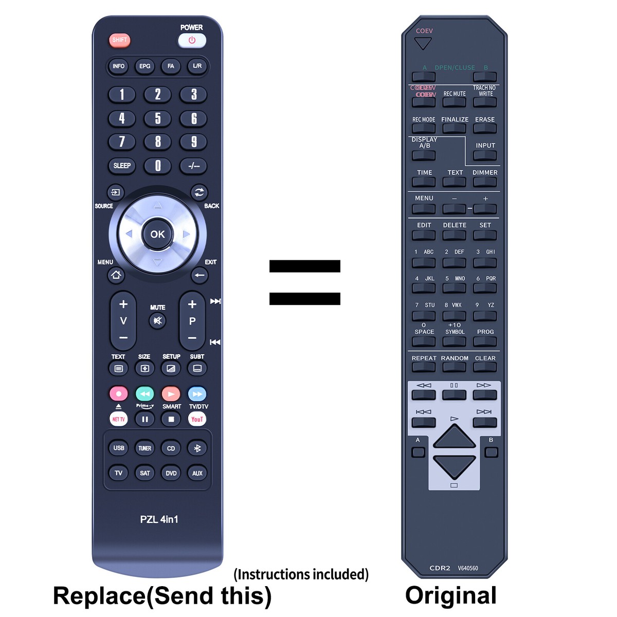 Replacement Remote Control For Yamaha CDR2 V640560 CDR-D651 CD