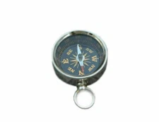 Lot of 50 Nautical Brass Working Compass Silver Finish Necklace Style Keychain