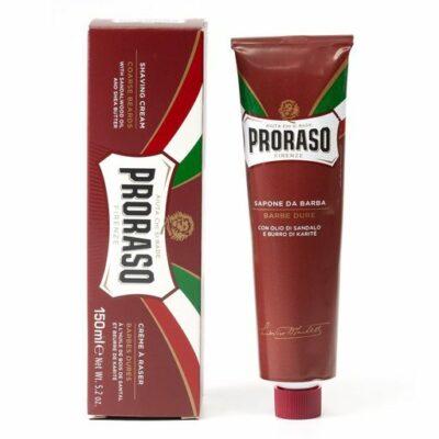 PRORASO Red Shaving Cream In A Tube - Shea Butter, Sandalwood Thick Coarse Beard