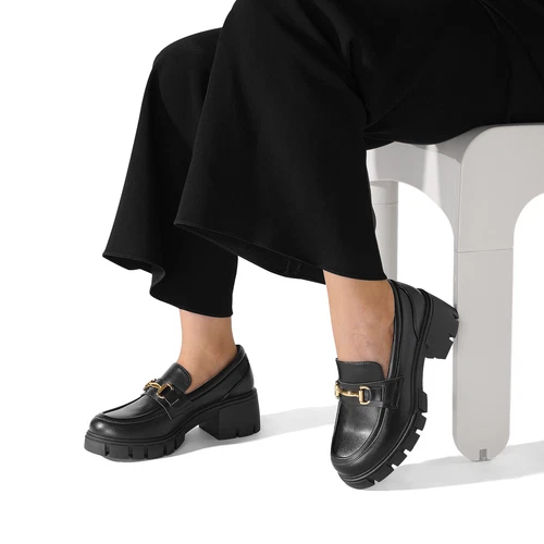 Women Comfortable Slip On Casual Loafers Low Chunky Heel Round Toe Loafer Shoes - Picture 14 of 32
