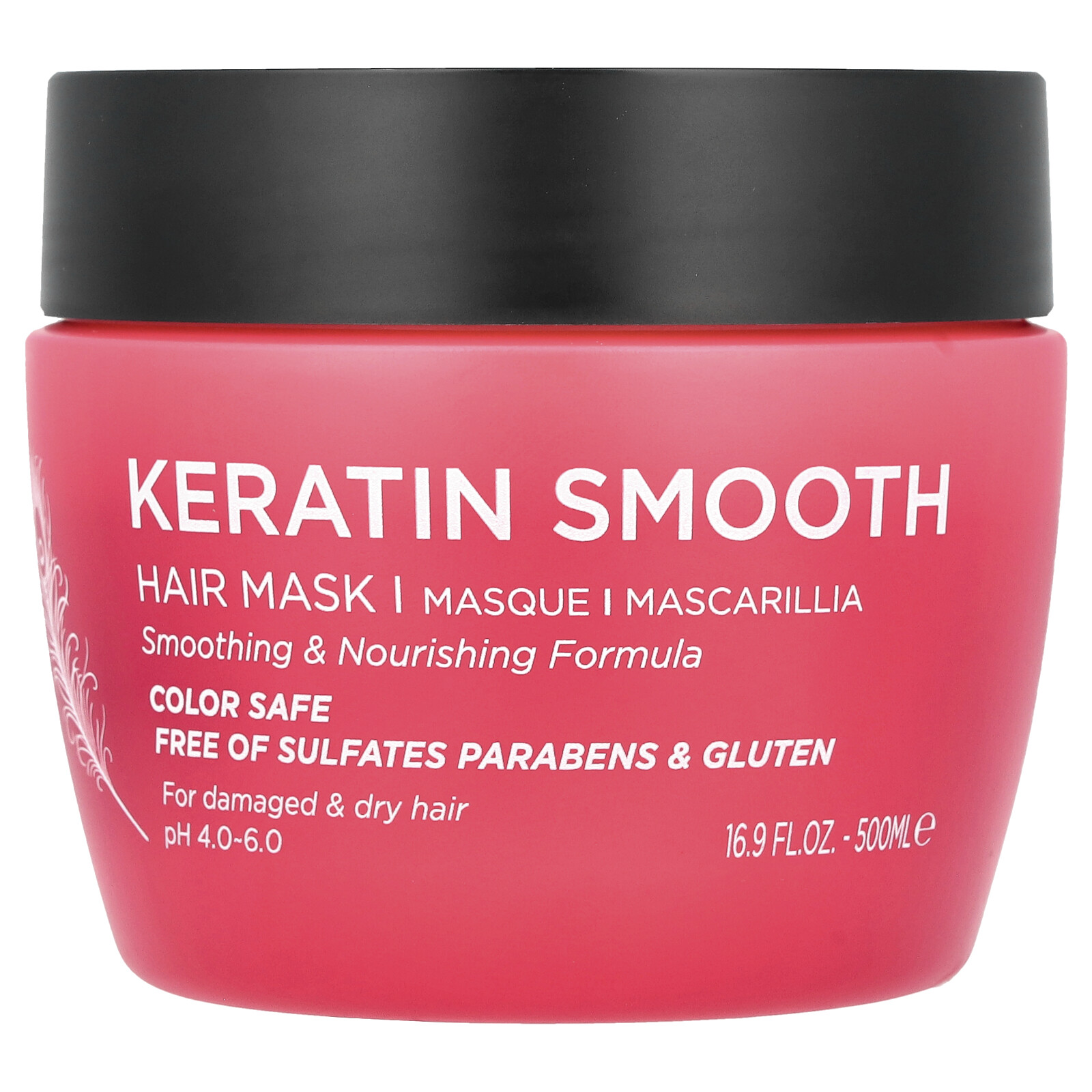 Keratin Smooth, маска для волос, 16,9 жидких унций (500 мл)