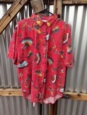 Vintage Andrew McMullan AOP Shirt 2XL Native American Theme Red Made in USA