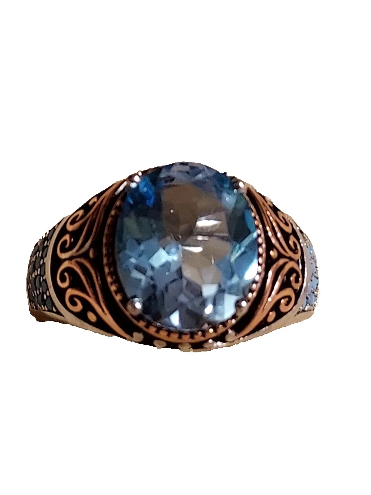 Topacio Anillo de oro blanco de 10 Anillos de Moda