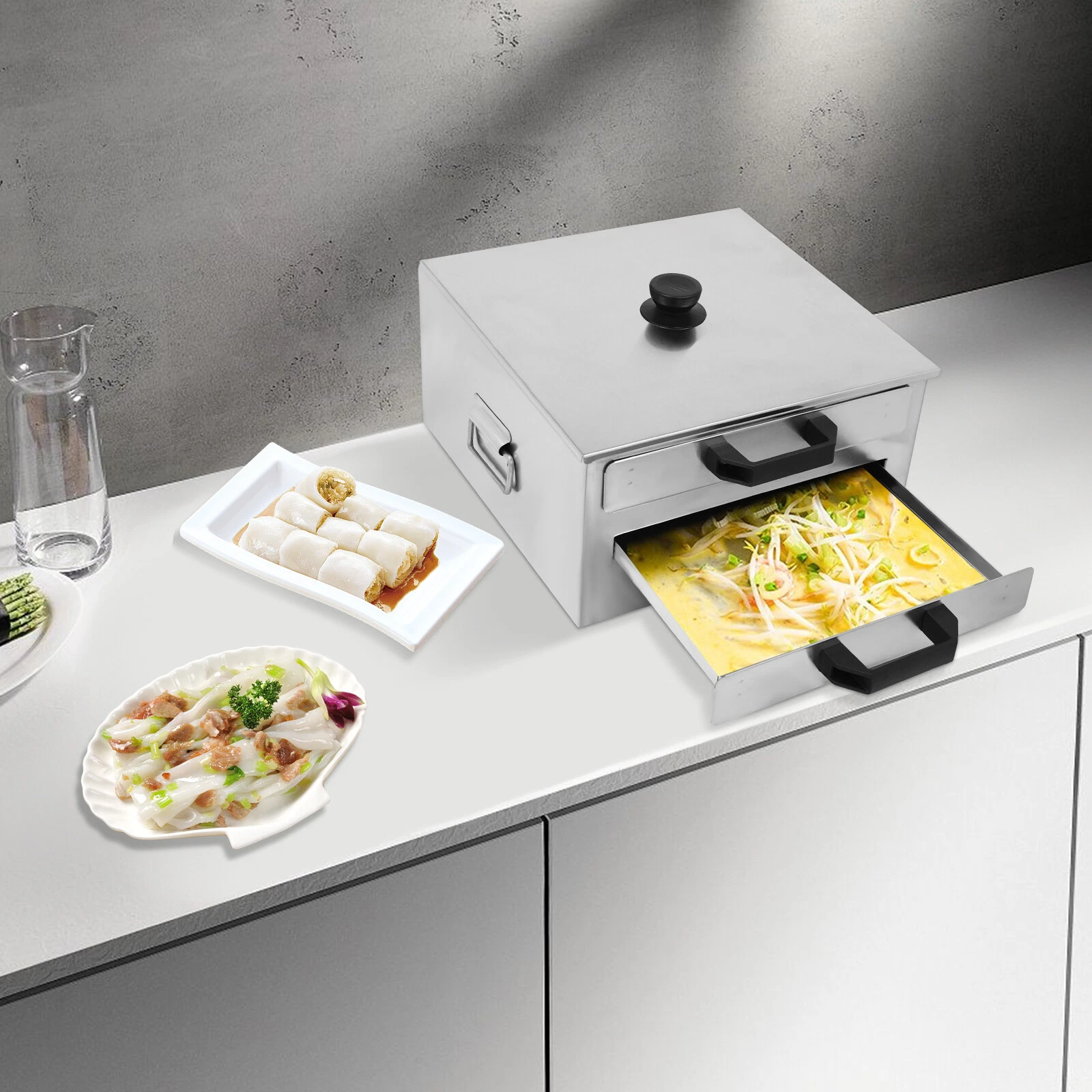 Rice Noodle Rolls Machine, 2-layer 304 Stainless Steel Steamed Vermicelli