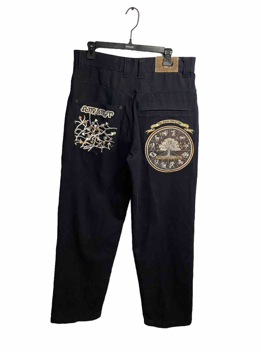 Vintage Raw Blue Jeans Black Denim Baggy Y2K Zodiac Grunge Vintage Raw Blue Jeans Black Denim Baggy Y2K Zodiac Grunge