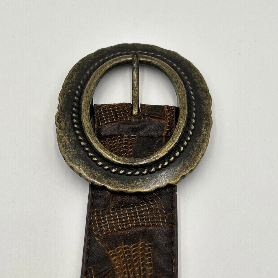 🔥Cinto de couro vintage Steve Madden tamanho M feminino com fivela grande e texturizado🔥 - Imagem 2 de 4