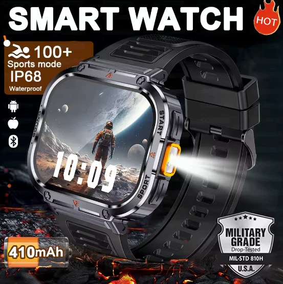 NX23 Smart Watch 2" Ultra Large Screen BT Calls AI Voice LED Flashlight ECG