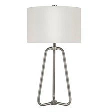 Henn&Hart 14" Brushed Nickel Metal/Fabric Table Lamp