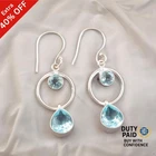 Sky Blue Topaz Gemstone Dangle Drop Wedding New Earrings Jewelry Sterling Silver