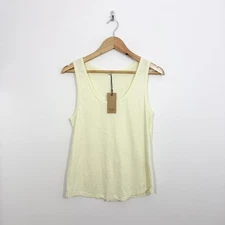 Hush Cotton Slub Tank Top Size S Sorbet Yellow Scoop Neck Vest NEW