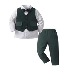 Baby Boys Pants Sets, Infant Long Sleeve Shirt Pants Bow Tie Vest Outfi...