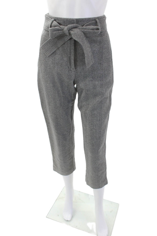 Wilfred Womens Wool Herringbone Print Self Tie High Rise Trousers Gray Size 0