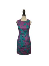 Elie Tahari Women's Purple/Green Dress With Zip Closure Size 2
