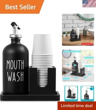 Glass Mouthwash Dispenser for Bathroom, 16 OZ Mouthwash Dispenser with Pour S...