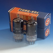 Rare PAIR Tung Sol 12AU7 ECC82 Black Glass Tubes Maxi-Pre Test = STRONG, M0174