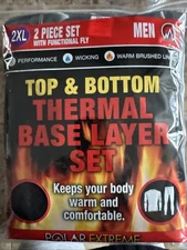 Polar Extreme Men's 2XL Base Layer Thermal Set Black New In package Top & Bottom