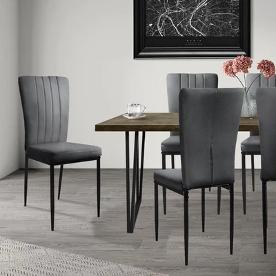 Lot de 4 Chaise de salle à manger en velours doux gris avec dossier ergonomique - Photo 1/4
