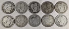 LOT OF 10 BARBER HALF DOLLAR COINS 90% SILVER $5 FACE VALUE #55
