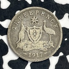 1917-M Australia 3 Pence Threepence Lot#C0732 Silver!