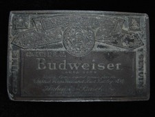 QG07121 VINTAGE 1970s  GENUINE BUDWEISER LAGER BEER  ANHEUSER-BUSCH BUCKLE