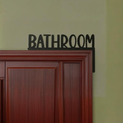 Wooden Bathroom Door Topper Sign Black Minimalist Home Frame Right Side