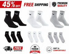 Nike Ankle Socks Men Women Lightweight Cotton Cushion Sports Socks 6-12 Pairs