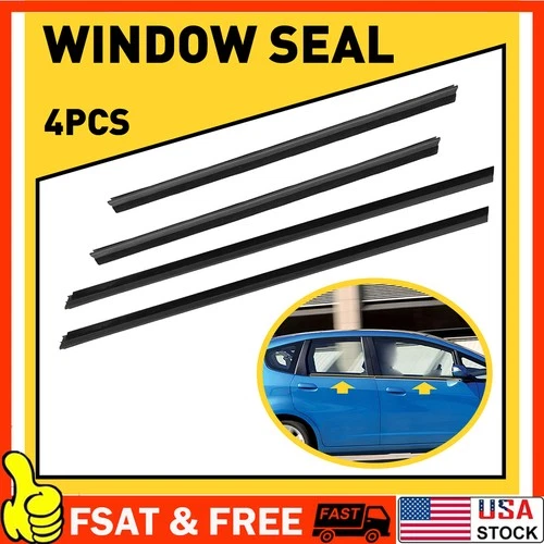 4pcs Door Belt Weather Strip Molding Seal For Honda Fit Jazz 2008 2009 2010-13 Q