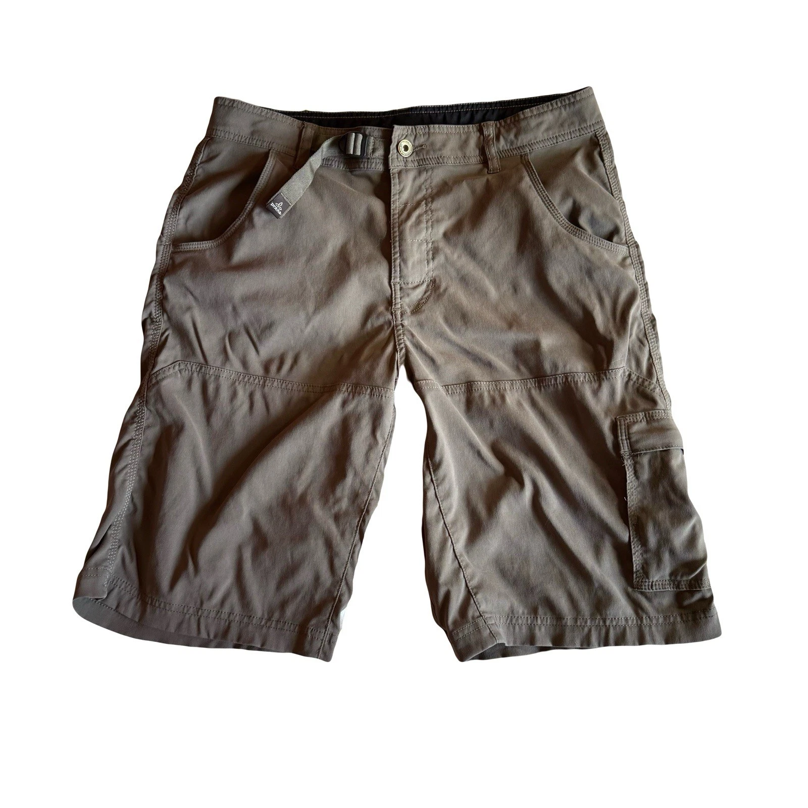 Men's Prana Zion Stretch Hiking Outdoors Athletic Shorts, Khaki Tan, Size M