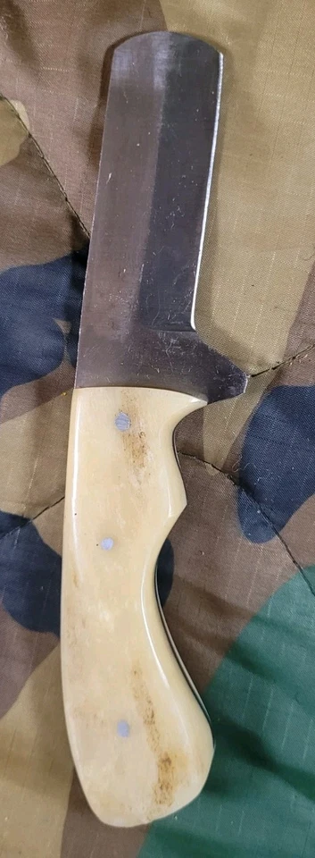 3in Bull Cutting Knife With Leather Sheath And imitation Bone Scales - Image 3 of 4