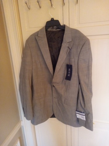 Stafford Mens 44L Smart Tech Wool Stretch Brown Glen Plaid Fit 2 Button Nwt - Picture 2 of 7