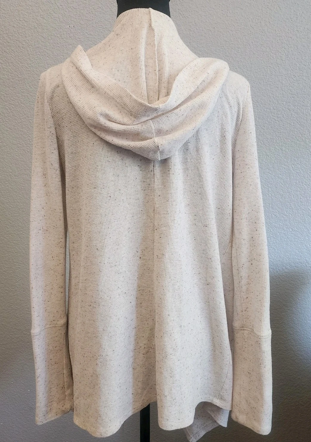 OFF WHITE Cardigan Aeropostale L felpa con cappuccio waffle maglia accogliente strati minimalista avorio crema