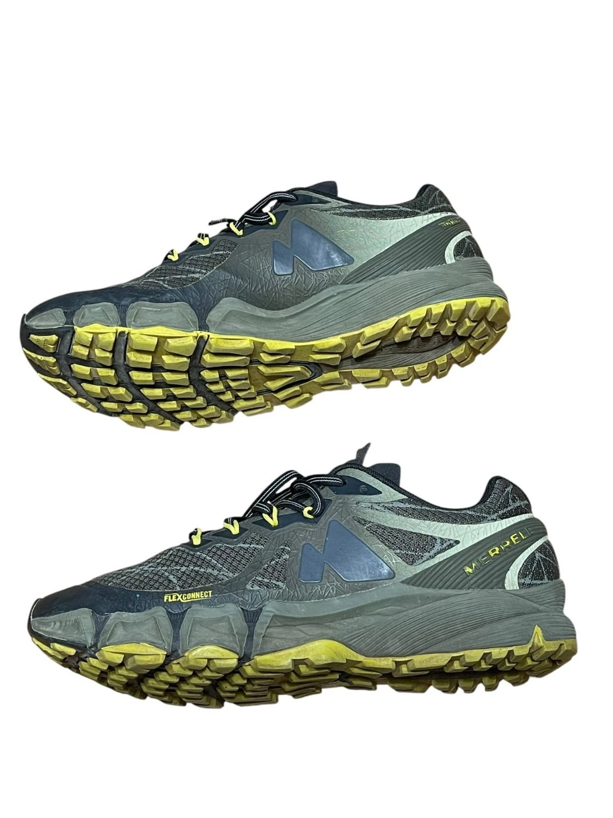 Merrell Agility Peak Flexconnect Trail Running Shoes Black & Yellow Mens Size 8