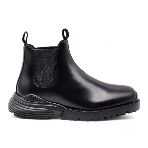Bottes Dior Combat Chelsea Cuir de veau poli Noir 40 7US