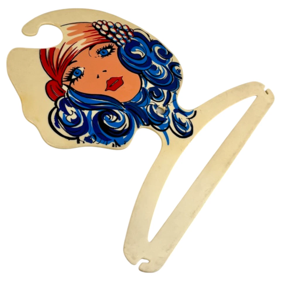 Percha facial mod vintage BG Milano pelo azul mujer dama glamour boho Italia 14" LEER Foto 3 de 4