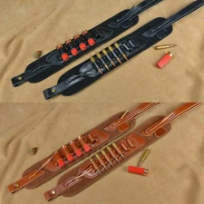 Leather Rifle Sling .45-70 .22LR 12GA .308 16GA Hunting Gun Shell Holder Strap