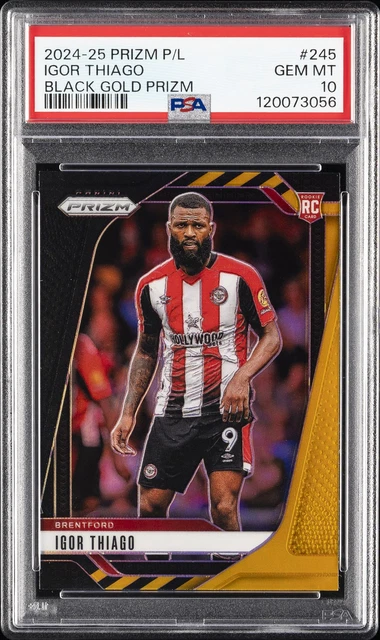 2024-25 Panini Prizm Premier League Black Gold Prizm #245 Igor Thiago 2/8 PSA 10