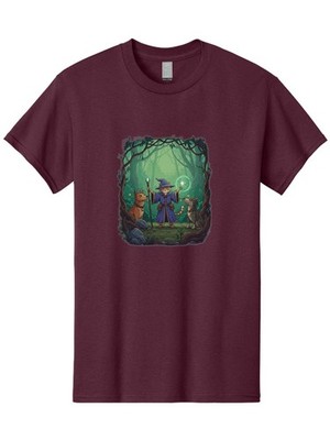 Wizard-And-Animals Mens Graphic Tee, 100% Cotton, Casual Summer Wear