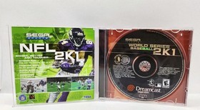 Lot 3 Sega Dreamcast World Series Baseball 2K1 CIB, NFL QB Club 2001, NFL 2K1
