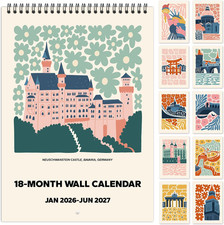 2026 Wall Calendar Art Floral, Aesthetic 18 Months Wall Calendar from January 20