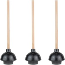 SteadMax Rubber Toilet Plunger, Double Thrust Force Cup, Heavy Duty, Black