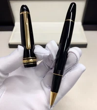 Perfect Resin Series Bright Black-Gold Clip 0.7mm Rollerball Pen No Box