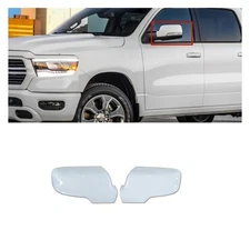 For 2019-2025 Dodge Ram 1500 Mirror COVERS W/Turn Signal Hole PW7 BRIGHT WHITE