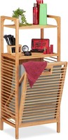 Relaxdays Badregal Mit WäSchekorb Bambus Natur Grau 95 Cm