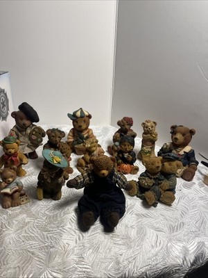 Vintage Lot Of 13 Resin Teddy Bear Figurine Boyds Vears Cherish Bears Ant Etc