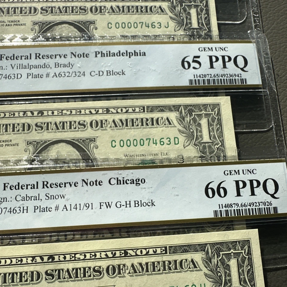 Federal Reserve Note PCGS 66 PPQ 4 Matching LOW SERIAL & Fancy Number - Image 2 of 3